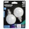 Feit Electric Feit Enhance G16.5 E12 (Candelabra) Filament LED Bulb Daylight 60 Watt Equivalence 2 pk BPG1660W95CAFL2 - alternate 1